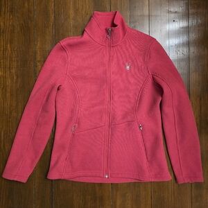 Spyder Ladies Fleece Lined Zip Up Deep Pink Spring/Fall Ski Jacket Size Lg